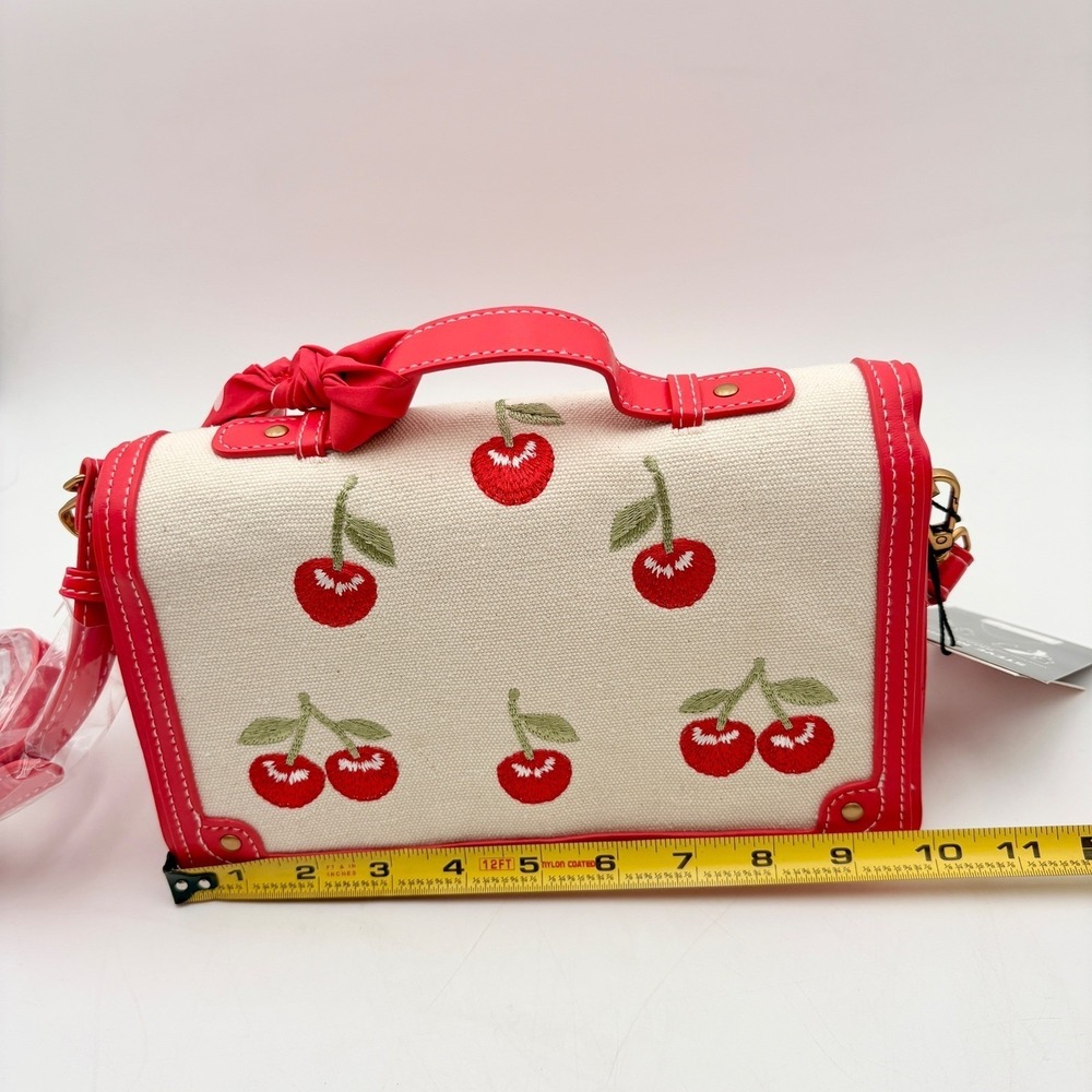Steve Madden BMAZIE Cherry Embroidered Crossbody‎ Bag Red White Polka Dot Scarf - Picture 10 of 16
